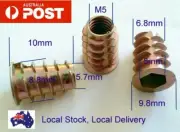 Qty 50 Threaded Insert Nut M5 10mm Zinc Alloy Flanged Hex Drive Wood Timber