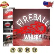 Eye-Catching Whiskey Bar Neon Sign with Fireball Graphic - Easy Install