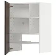 METOD wall cb f extr hood w shlf/door, white/Sinarp brown, 60x80 cm