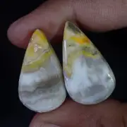 Natural BumbleBee Jasper Matched Pair 31.10 Cts. Cabochon Gemstone For Pendant