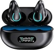 Clip-On Open Ear Headphones Wireless Bluetooth 5.3 Earbuds with Earhooks 80 Hours Playtime with Charging Case,IPX4 Waterproof Earphones for Running, Walking, Workout (Black)