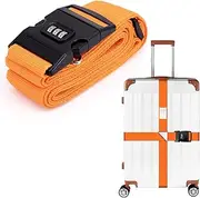 BOYSSPAA Luggage Straps with Password Lock Design, Orange, Personalised, Global Travel Accessories, Suitcase Straps, Lockable, Baggage Straps, 34 inches, Polypropylene, Buckle, Strap