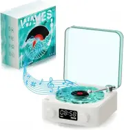 The Waves Bluetooth Player, Waves Vintage Record Player Bluetooth Speaker, Mi...