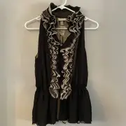 Robert Rodriguez Target Size M Ruffled Sleeveless Georgette Chiffon Blouse