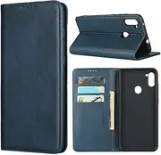 Cavor for Samsung Galaxy A11 Case,Cowhide Pattern Leather Case Magnetic Wallet Cover with Card Slots (6.4") -Navy Blue
