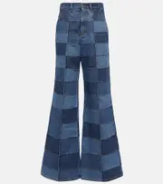 [Chloe] Chloé Patchwork high-rise flared jeans AU 6 blue