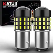 KATUR 1157 BAY15D 1016 1034 7528 Led Light Bulb High Power 3014 54 Chipsets Super Bright 650 Lumens Replace for Turn Signal Back Up Reverse Brake Tail Stop Parking RV Lights,Xenon White(Pack of 2)