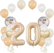 YFHVJTKO 20th Birthday Decorations Party Supplies,15 Pcs 40inch Number 20 Caramel Balloons set,20th Foil Mylar Balloons Latex Balloon Decoration,20th Party Balloons,20th Anniversary Party Decorations