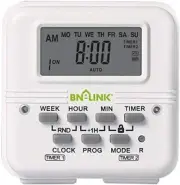 BN-LINK 7 Day Heavy Duty Digital Programmable Dual Outlet Timer - 2
