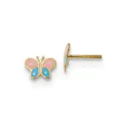 14k 14kt Yellow Gold Madi K Polished Enameled Butterfly Screwback Post Earrings