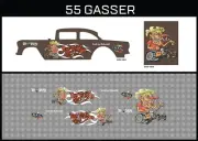 Hot Wheels (1/64),55 Gasser "Elton Fink 2" Waterslide,Printed White First,Decals