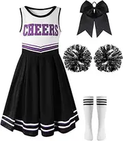 [DANBAIEGG] Kids Girls Cheerleader Costume Outfit Cheerleading Halloween Cosplay Dress Set