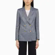 [Tagliatore] Blue linen-blend double-breasted jacket 38 IT Blue