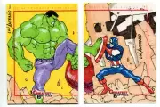 Greatest Battles Hulk v Captain America Sketch Card Two Card Set Lui Antonio