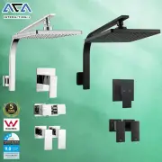 ACA Chrome/Black 8/10/12'' Square Shower Head Set Wall Gooseneck Arm /Mixer Taps