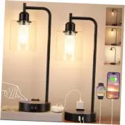 Industrial Touch Table Lamps for Bedrooms Set of 2 - 3-Way Dimmable A-Clear
