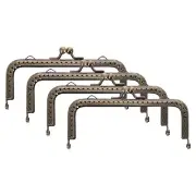 4Pcs Metal Purse Frame,4.9" Retro Rectangle Kiss Lock Clasp Frame,Bronze