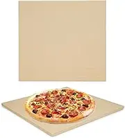Mimiuo Pizza Stone for Oven and BBQ Grill, 13 inch Square Bread Baking Stone, Heavy Duty Large Ceramic Pizza Pan for Baking Pie Cookie and Cheese
