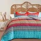 Flysheep Boho Striped Bed in a Bag 7 Pieces Queen Size, Colorful Bohemian Tri...