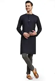 [SKAVIJ] Kurta Shirt for Men Cotton Thobe Long Sleeve Kaftan Indian Tank Top