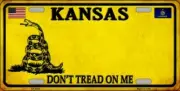 KANSAS DON'T TREAD ON ME FLAG METAL AUTO TAG LICENSE PLATE 6X12 (NEW)