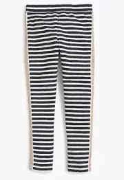 New crewcuts Girls White / Navy Blue Tux Stripes Cozy Leggings Size 4