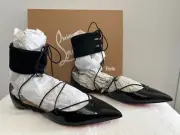 Christian Louboutin Corsankle pointed-toe flats Black Patent and Faux Fur 37.5