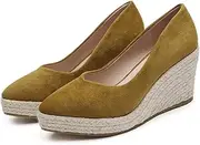 [HOTRA] Wedge Espadrilles for Women Lace Up Suede Platforms Pumps Shoes 10cm Casual Walking Shoes