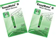 Blood Glucose Test Strips - TWO packs 25 strips, EASYMATE - Long dated TGA197422