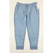 NWT Athleta Apres Ski Down Quilted Joggers Heron Blue Zip Pockets Size 12 Petite