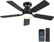 46" Low Profile Indoor Ceiling Fan with Light, Remote/App Control, Flush Mount