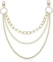 [Whyzsjnclg] Alloy Pants Chain 3Layers Vintage Chain Punk Jewelry Accessories for Women Men Gold Trousers