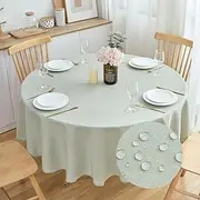 SPRICA Round Tablecloth 78inch/200cm Diameter Water Resistant Linen Effect Coarse Weave Rustic Durable Solid Color Table Cover, Light Green