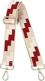 [uxcell] Purse Straps Replacement Crossbody, 1.5 Inch Wide Shoulder Bag Strap Adjustable Canvas Straps for Handbag Wallet Clutch Bags with Light Gold Buckle, Red-White-Brown Blocks