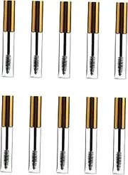 Beavorty 10pcs Mascara Bottle Travel Cosmetic Containers Liquid Containers Eyelash Tubes with Wands Empty Lip Gloss Containers Empty Mascara Tube and Wand Eyelash Brush Tube Golden Plastic