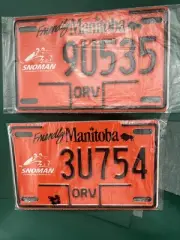 Mint Pair Manitoba Snowmobile License Plates 2 Helps TunneltoTowers.Org