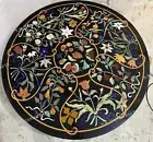 18 Inch Vintage Black Marble Coffee Table Top, Side Table, Center Table, Decor