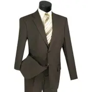 LUCCI Men's Brown 2-Button Classic-Fit Poplin Polyester Suit - NEW
