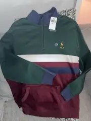 Polo Ralph Lauren Logo Soft Cotton Quarter Zip Pullover Size Xxl Color Multi