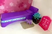DOLL 1:6 FURNITURE Purple Bed PLANT Mattel Accessory stand mat Unicorn-NO DOLL