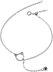 [FEATUR] Ladies Jewellery Gift,Silver Bracelets for Womens,Charm Bracelet, S925 Sterling Silver Cat Bell Bracelet Female Cool Style Simple Student Bracelet Silver