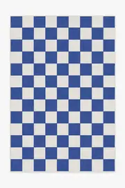 185' x 275' | Machine Washable Runner Rug | Kid & Pet Friendly | Indoor Rug | Jaque Checkered Blue Outdoor Rug | Ruggable