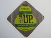 Beer COASTER ~ PEAR UP Hard Cider w/ Hop, Ginger ~ Wenatchee Valley, WASHINGTON