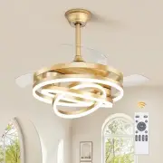 42 Inch Retractable Ceiling Fan with Lights, Fandelier Ceiling Fan with 6
