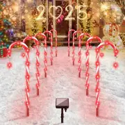 Large Panel 80 RED LED Solar Candy Cane Pathway Lights,Solar Christmas Lights Outdoor Decorations Waterproof IP65,8 Modes Candy Cane Lights (10 Pack)