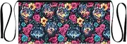 [Joitme] Blue Wolf Red Flowers Servers Apron, Short Apron with Pockets, Restaurant Aprons for Servers, Blue Wolf Red Flowers