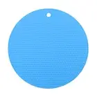 Silicone Trivet Mats, 23.5cm/9.4" Nonslip Heat Insulated Hot Pot Mat, Blue
