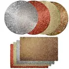 Stark PVC Placemat For Party Holiday Dinner, Set of 4, Red, Silver, Gold, Bronze