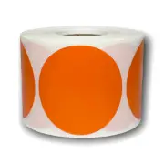 Orange Direct Thermal Label | Zebra, Rollo & Munbyn Compt. | 2.5" Round, 20RLS