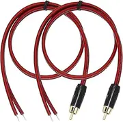 uxcell 2 Pcs RCA to Bare Wire Open End Audio Cable, 1.96ft (0.6 Meter) 14AWG Gold Plated Audio Cable, RCA Extension Wire for Guitar, Speakers